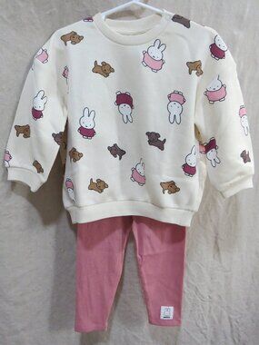 New H&M Miffy Girls Clothing Set SIZE 18 months Pink - Sweatshirt and Leggings